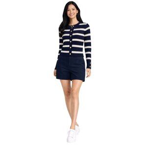 2/$30 ZARA Navy & White Small Striped Ribbed Cardigan With Gold Button Closure